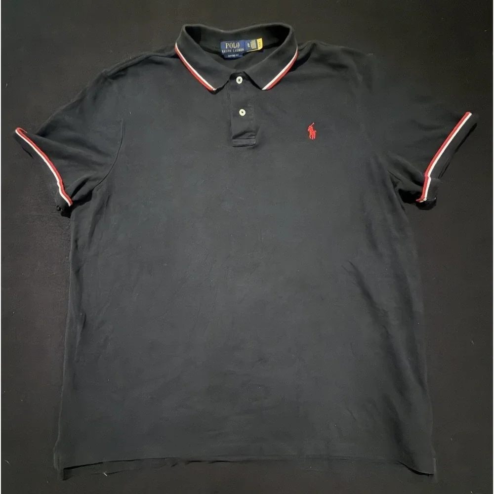 Polo Ralph Lauren Red Pony Logo Red White Trim Classic‎ Fit Mens XL